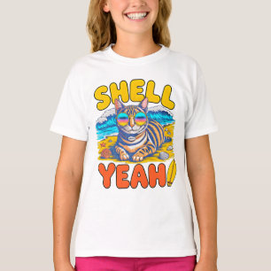 Zomerkat Schelp Ja - Strandkat Geschenk voor Meisj T-shirt