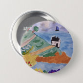 Zomerkust en bloemen ronde button 7,6 cm (Voorkant /achterkant)