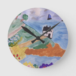 Zomerkust en bloemen ronde klok