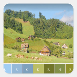 zomerlandschap in Zwitserland Vierkante Sticker