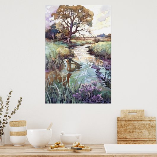 Zomerlandschap Waterverf Poster (Keuken)