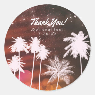 Zomerlichten Fonkelende Witte Palmboom Feestartike Ronde Sticker