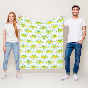 Zomerlijk blauw en geel citroenen bloempatroon fleece deken