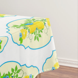 Zomerlijk Blauw en Geel Citroenen Bloempatroon Tafelkleed