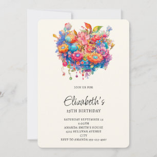 Zomerlijke bloemboeket Whimsical Boho Verjaardag Kaart
