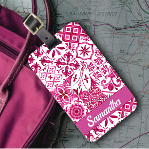 Zomermajolica rood Siciliaans Mediterraan Bagagelabel