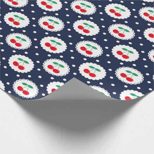 zomermarine, witte en rode kersen cadeaupapier (Hoek)