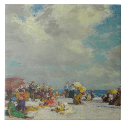 Zomermiddag op het strand (door E.H. Potthast) Tegeltje (Voorkant)