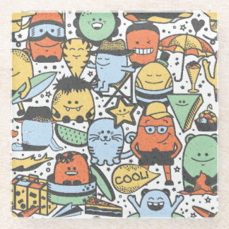 Zomermonsters, kleurrijk naadloos patroon glazen onderzetter