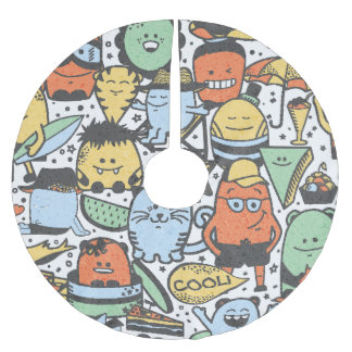 Zomermonsters, kleurrijk naadloos patroon kerstboom rok