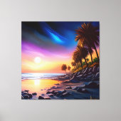 Zomernacht op het strand canvas afdruk (Voorkant)