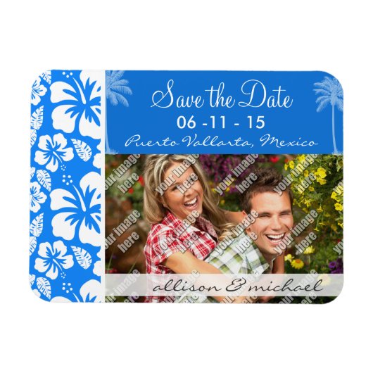 Zomerpalm; Azure Blue Tropical Hibiscus Magneet (Horizontaal)