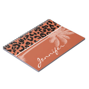 Zomerpalm; Verbrande Sienna Leopard Dierenprint Notitieboek