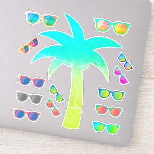 Zomerpalmboom en zonnebril Sticker Pack