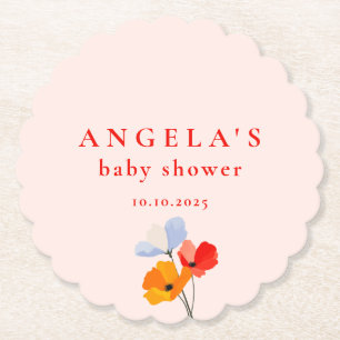 zomerpapaver-Baby shower Kartonnen Onderzetters