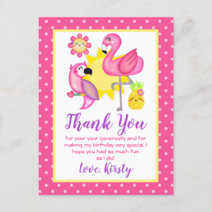 Zomerparadijs Flamingo Papegaai Verjaardagsfeestje Briefkaart