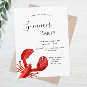 Zomerpartij rode kreeft witte uitnodiging