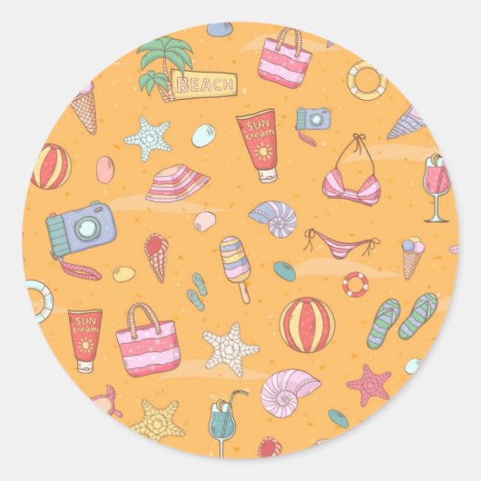 Zomerpatroon Ronde Sticker (Voorkant)