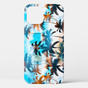 Zomerpatroon, tropische bomen, hemel. iPhone 12 hoesje