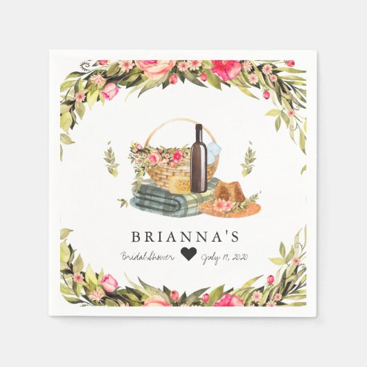 Zomerpicknick Aquarel Bloemen Servet (Voorkant)