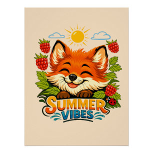 Zomerposter met een vosontwerp perfect poster