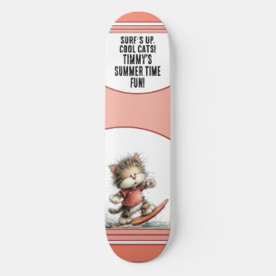 Zomerpret Ontwerp met Surfende Kat Skateboard