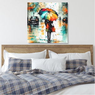 Zomerregens in de stad 2 canvas afdruk