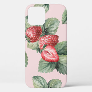 Zomerrijpe aardbeien: Waterverf roze iPhone 12 Hoesje