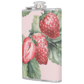 Zomerrijpe aardbeien: Waterverf roze Heupfles (Links)