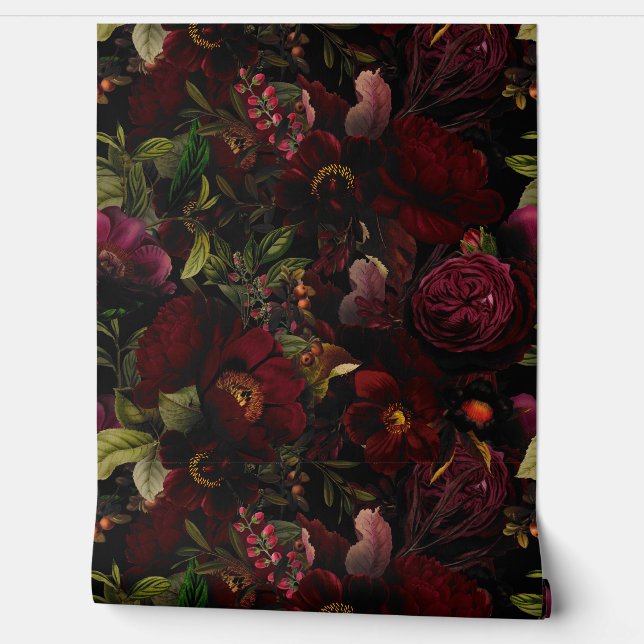  ZomerromantiekMaximalisme Moody Floral Behang (Afrollen)