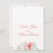 Zomerroze koraalmunt florale typografie Weddenscha Kaart (Achterkant)