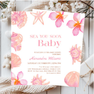 Zomers Strandschelp Babyshower  Kaart