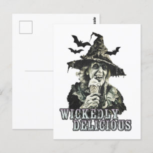 Zomerse gothic Spooky Witch met ijsje Briefkaart