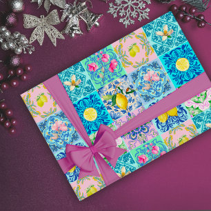 Zomerse Siciliaanse turquoise kleurrijke azulejo A Cadeaupapier