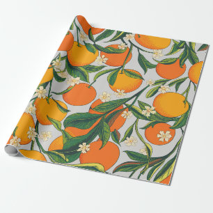 Zomerse Sinaasappels Citrusvruchten Bloemenpatroon Cadeaupapier