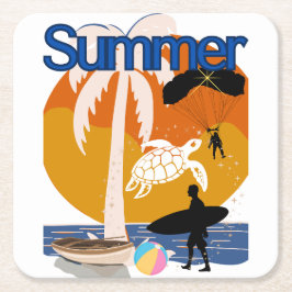 zomerse spirit vierkante kartonnen onderzetter