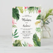 Zomerse Tropische Bladeren Huwelijksuitnodiging Ka Kaart (Staand voorkant)