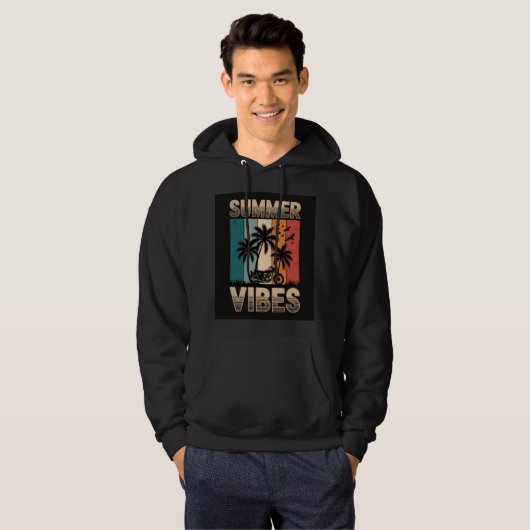  zomerse vibes met motor en palmboom hoodie (Voorkant volledig)