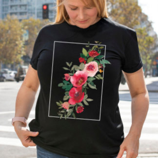 Zomerse vibes : waterverf  roze bloemetjes t-shirt