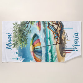 Zomerse Waterverf Strandstoel & Unbrella Seashore Strandlaken