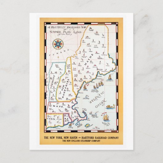 zomerspel Land New England reisposter Briefkaart