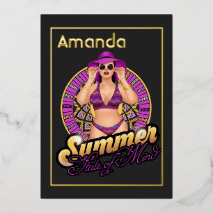 Zomerstaat Mind Beach Birthday Party Folie IV Folie Uitnodiging