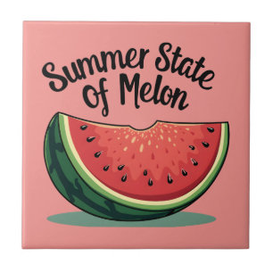 Zomerstaat van Melon Retro Fruit Art Tegeltje