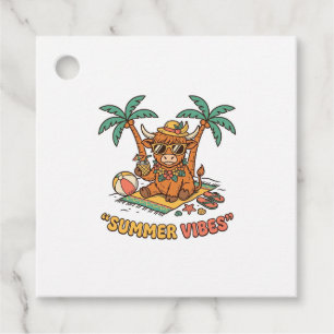 Zomerstemming Cute Hoogland Koe Beach Vakantie T-s Bedankjes Labels