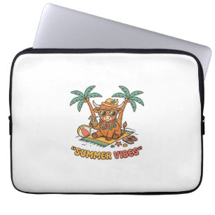 Zomerstemming Cute Hoogland Koe Strand Vakantie T- Laptop Sleeve