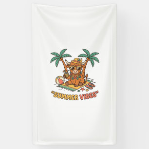 Zomerstemming Cute Hoogland Koe Strand Vakantie T- Spandoek
