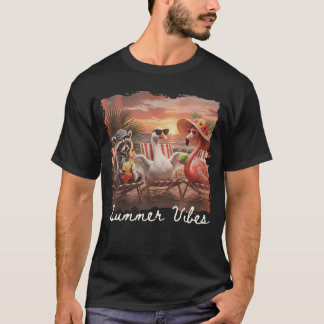 Zomerstemming Grappige Wasbeer Gans Flamingo T-shirt