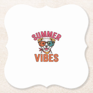 Zomerstemming Hond Zonnebril Vintage T-shirt Ontwe Kartonnen Onderzetters