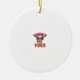 Zomerstemming Hond Zonnebril Vintage T-shirt Ontwe Keramisch Ornament