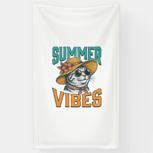 Zomerstemming Kat Vintage Gravure Ontwerp_1 Spandoek